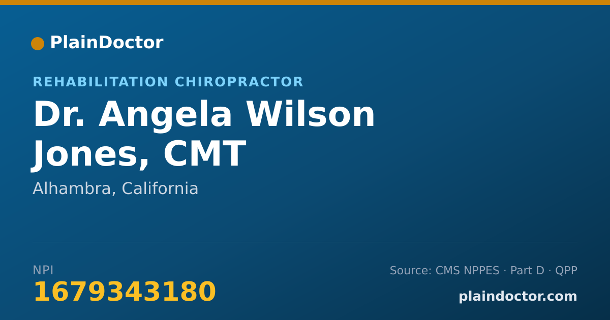 Shareable card for Angela Wilson Jones, CMT - Rehabilitation Chiropractor, Alhambra, CA