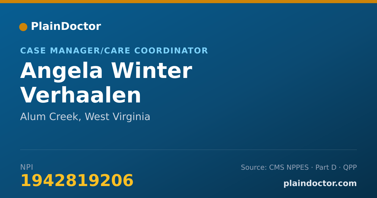 Shareable card for Angela Winter Verhaalen - Case Manager/Care Coordinator, Alum Creek, WV