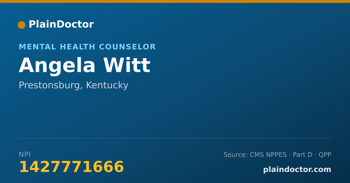 Shareable card for Angela Witt - Mental Health Counselor, Prestonsburg, KY
