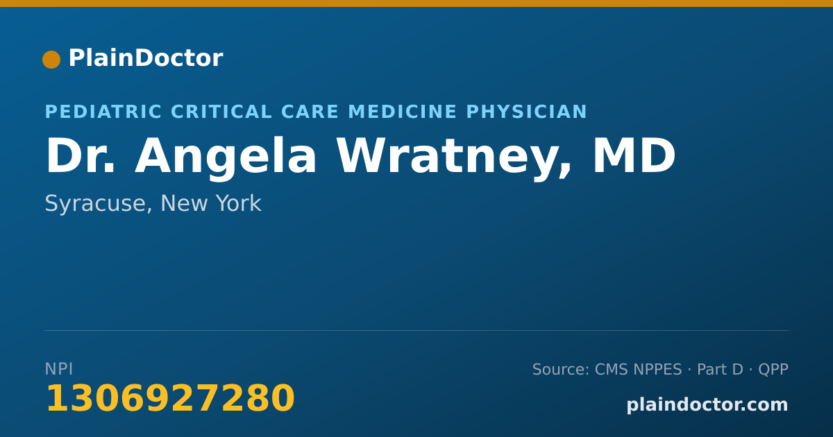 Shareable card for Angela Wratney, MD - Pediatric Critical Care Medicine Physician, Syracuse, NY