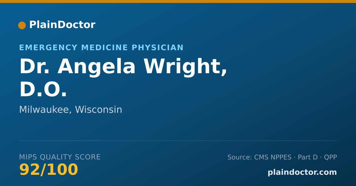 Shareable card for Angela Wright, D.O. - Emergency Medicine Physician, Milwaukee, WI