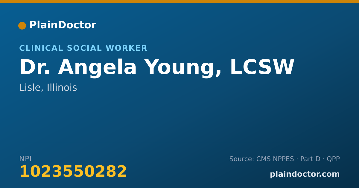 Shareable card for Angela Young, LCSW - Clinical Social Worker, Lisle, IL
