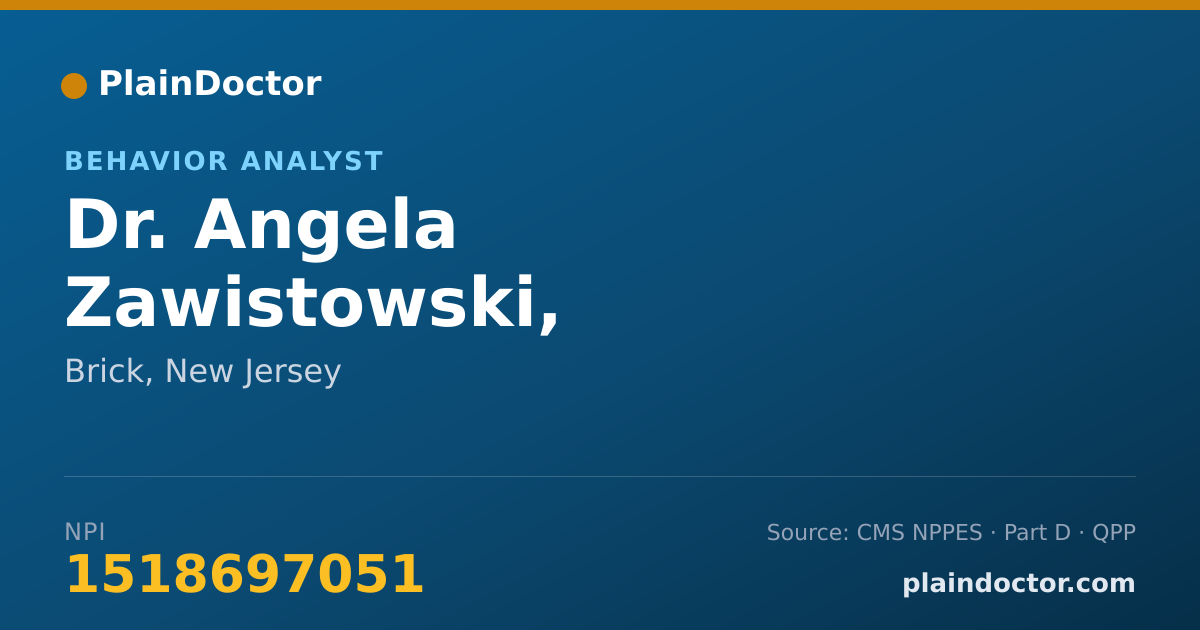 Shareable card for Angela Zawistowski, BACB684577 - Behavior Analyst, Brick, NJ