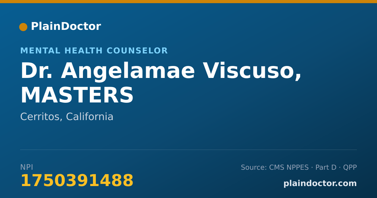 Shareable card for Angelamae Viscuso, MASTERS - Mental Health Counselor, Cerritos, CA