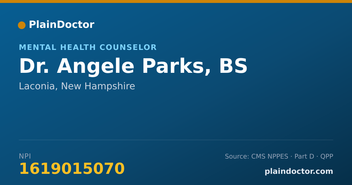 Shareable card for Angele Parks, BS - Mental Health Counselor, Laconia, NH