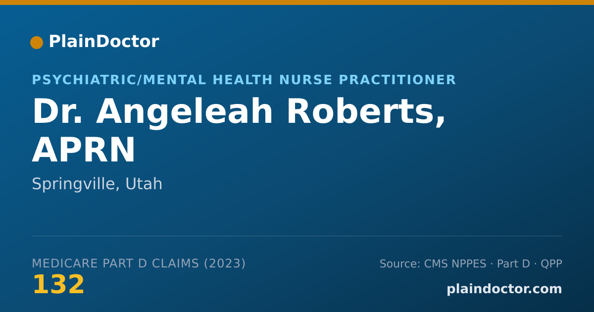 Shareable card for Angeleah Roberts, APRN - Psychiatric/Mental Health Nurse Practitioner, Springville, UT