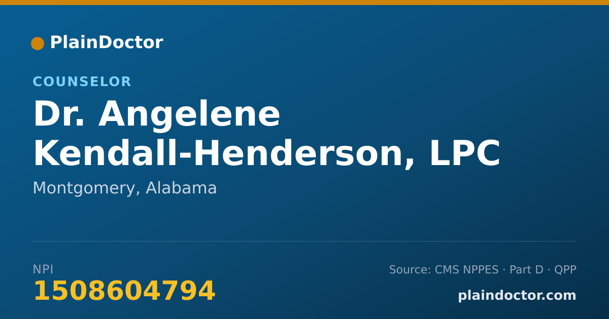 Shareable card for Angelene Kendall-Henderson, LPC - Counselor, Montgomery, AL