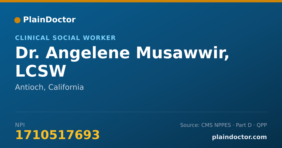 Shareable card for Angelene Musawwir, LCSW - Clinical Social Worker, Antioch, CA