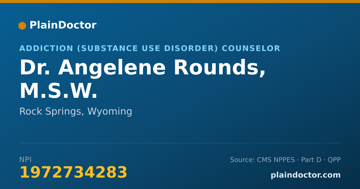 Shareable card for Angelene Rounds, M.S.W. - Addiction (Substance Use Disorder) Counselor, Rock Springs, WY