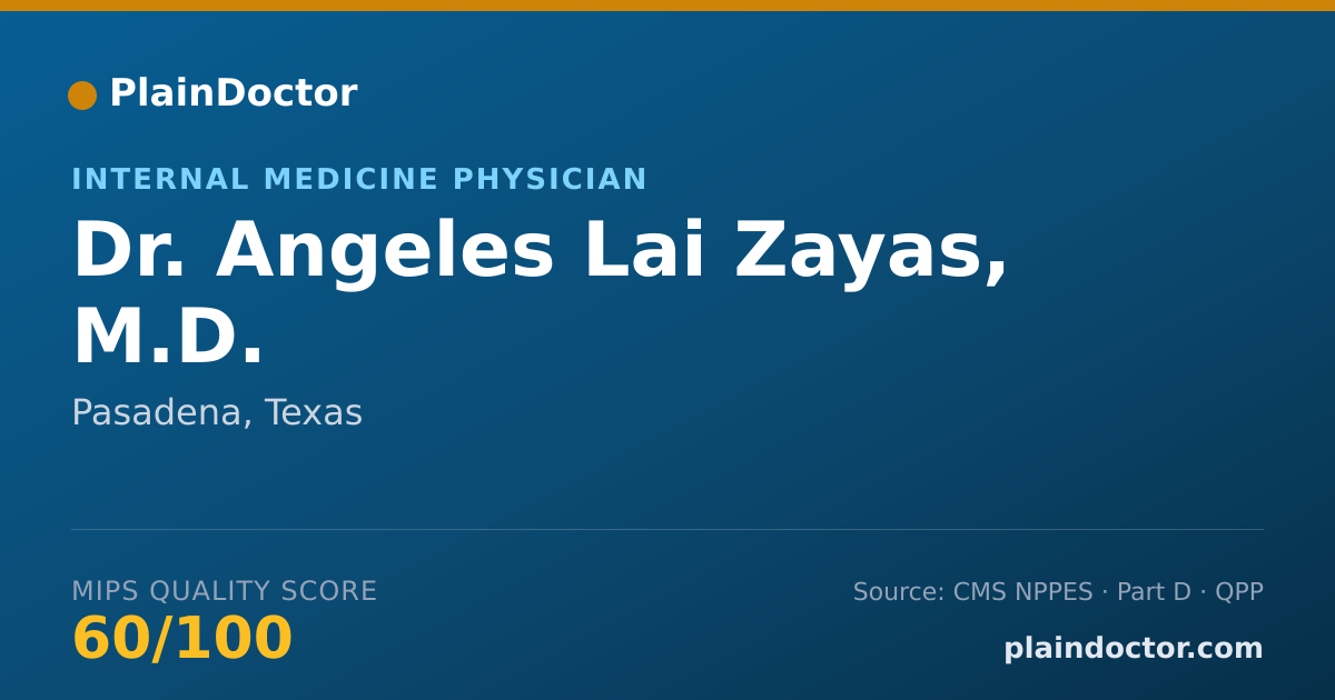 Shareable card for Angeles Lai Zayas, M.D. - Internal Medicine Physician, Pasadena, TX