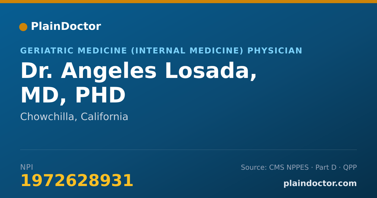 Shareable card for Angeles Losada, MD, PHD - Geriatric Medicine (Internal Medicine) Physician, Chowchilla, CA