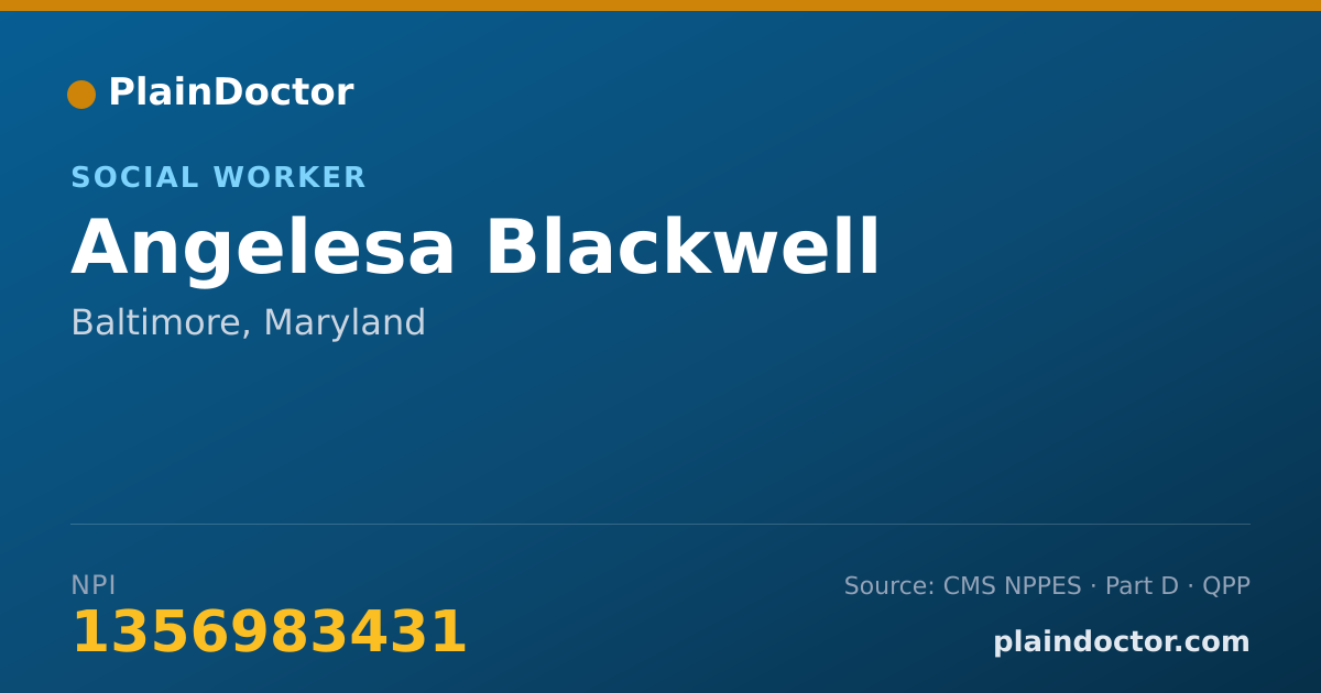 Shareable card for Angelesa Blackwell - Social Worker, Baltimore, MD