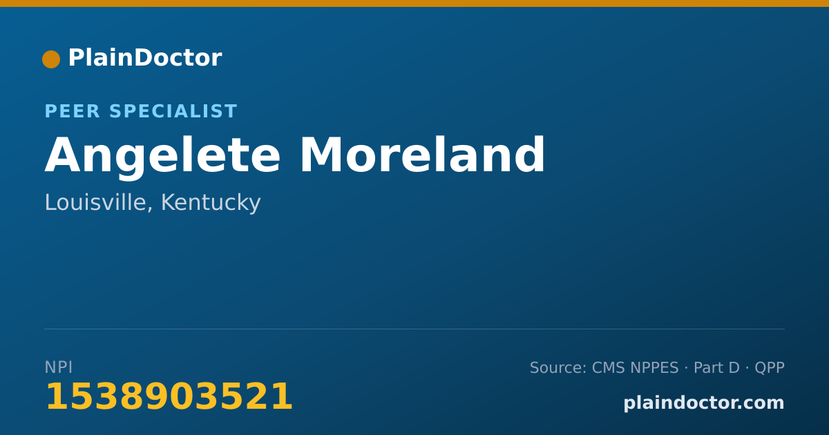 Shareable card for Angelete Moreland - Peer Specialist, Louisville, KY