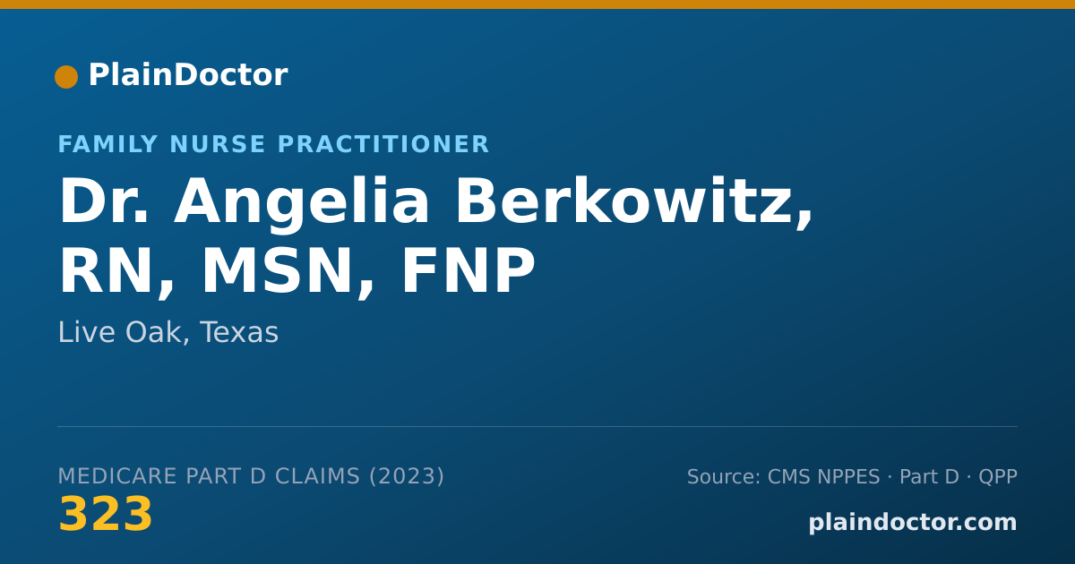 Shareable card for Angelia Berkowitz, RN, MSN, FNP - Family Nurse Practitioner, Live Oak, TX