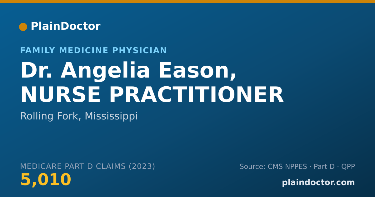Shareable card for Angelia Eason, NURSE PRACTITIONER - Family Medicine Physician, Rolling Fork, MS