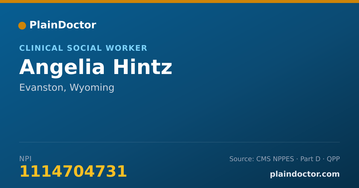 Shareable card for Angelia Hintz - Clinical Social Worker, Evanston, WY