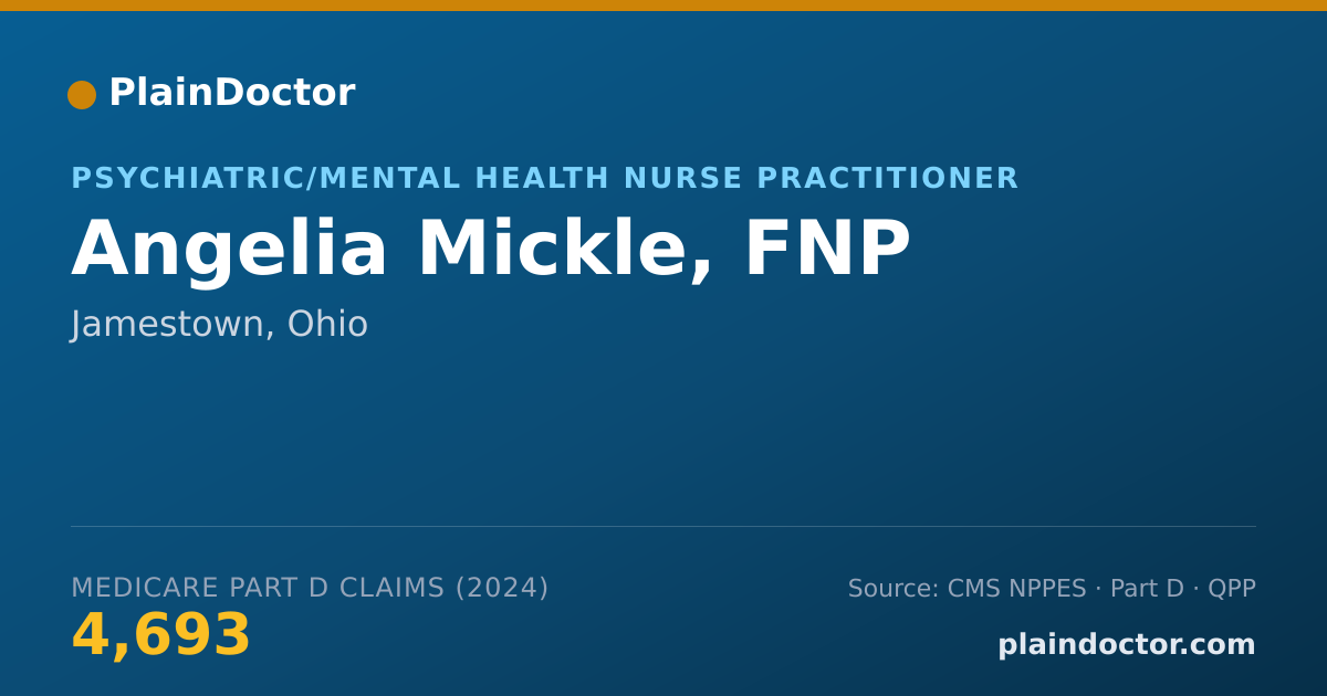 Shareable card for Angelia Mickle, FNP - Psychiatric/Mental Health Nurse Practitioner, Jamestown, OH