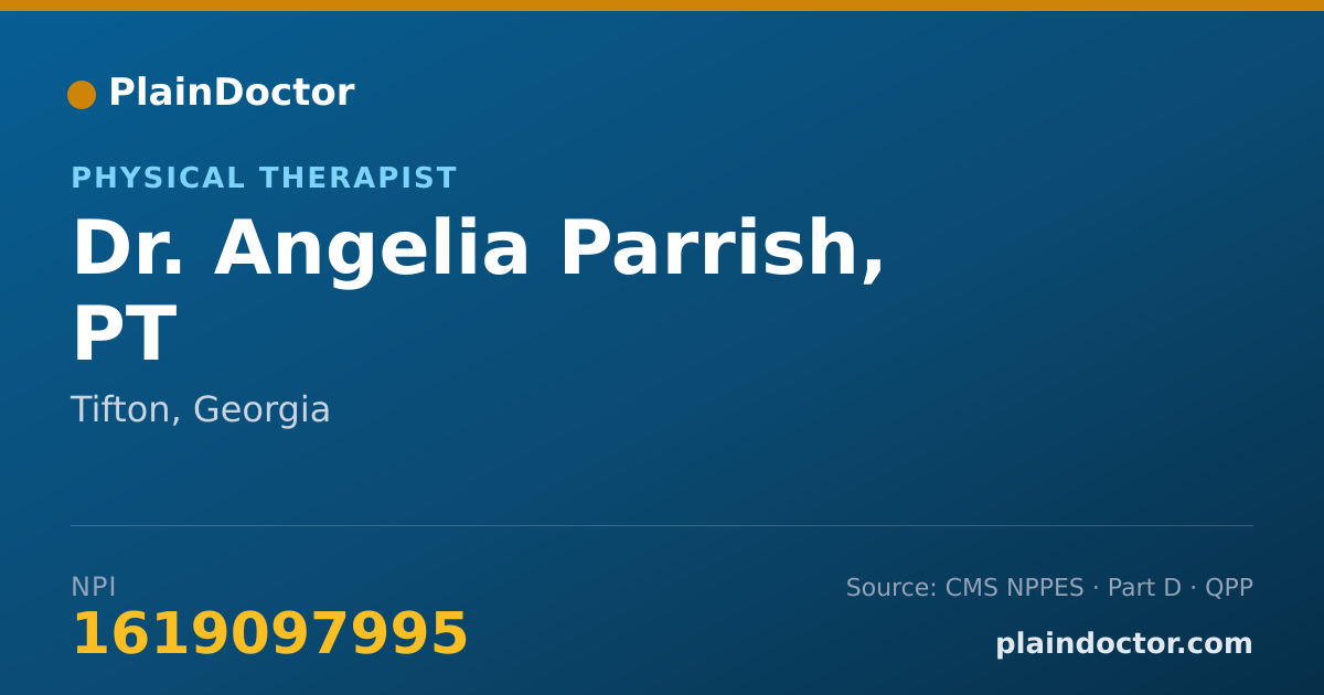 Shareable card for Angelia Parrish, PT - Physical Therapist, Tifton, GA