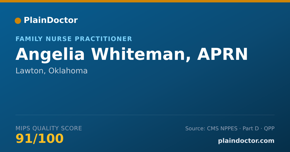 Shareable card for Angelia Whiteman, APRN - Family Nurse Practitioner, Lawton, OK