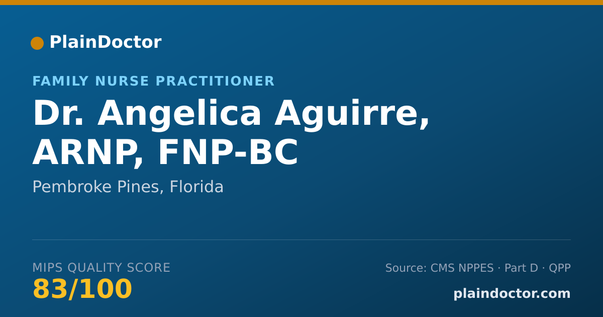 Shareable card for Angelica Aguirre, ARNP, FNP-BC - Family Nurse Practitioner, Pembroke Pines, FL