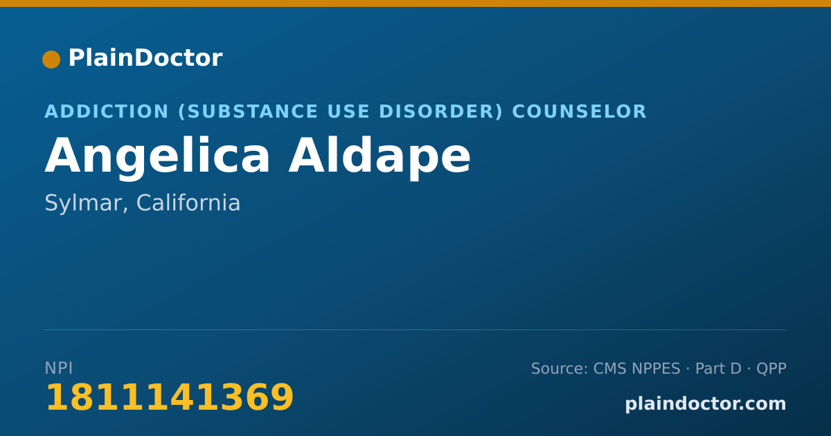 Shareable card for Angelica Aldape - Addiction (Substance Use Disorder) Counselor, Sylmar, CA