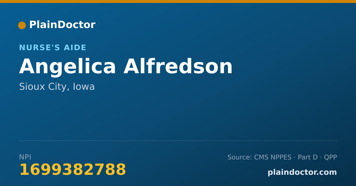 Shareable card for Angelica Alfredson - Nurse's Aide, Sioux City, IA