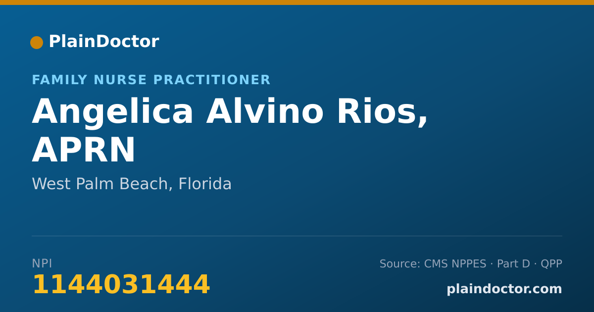 Shareable card for Angelica Alvino Rios, APRN - Family Nurse Practitioner, West Palm Beach, FL