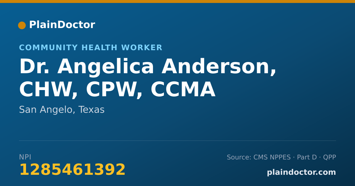 Shareable card for Angelica Anderson, CHW, CPW, CCMA - Community Health Worker, San Angelo, TX