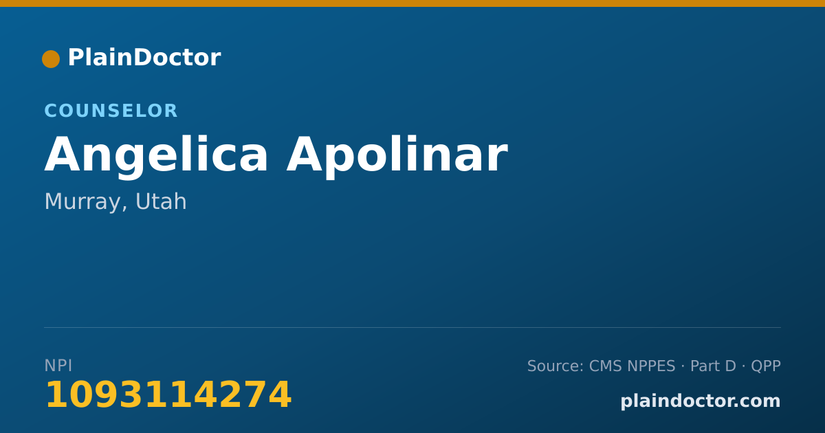 Shareable card for Angelica Apolinar - Counselor, Murray, UT