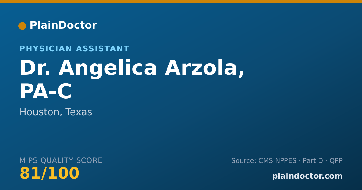 Shareable card for Angelica Arzola, PA-C - Physician Assistant, Houston, TX