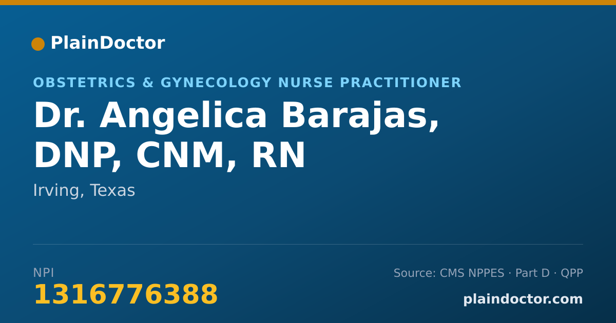 Shareable card for Angelica Barajas, DNP, CNM, RN - Obstetrics & Gynecology Nurse Practitioner, Irving, TX