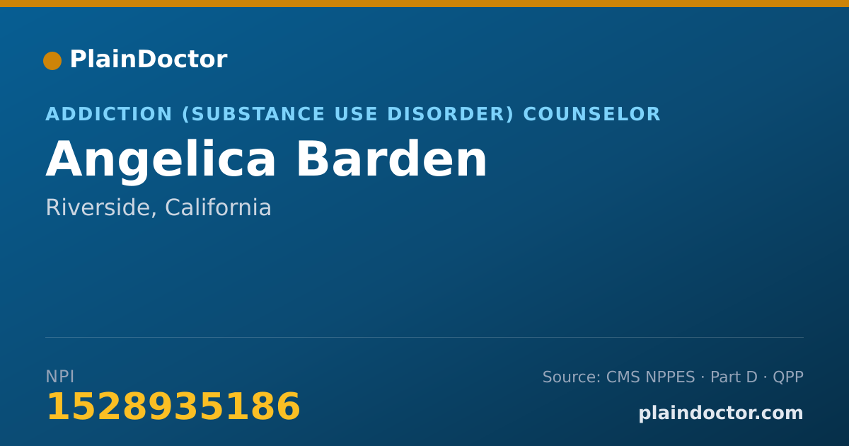 Shareable card for Angelica Barden - Addiction (Substance Use Disorder) Counselor, Riverside, CA