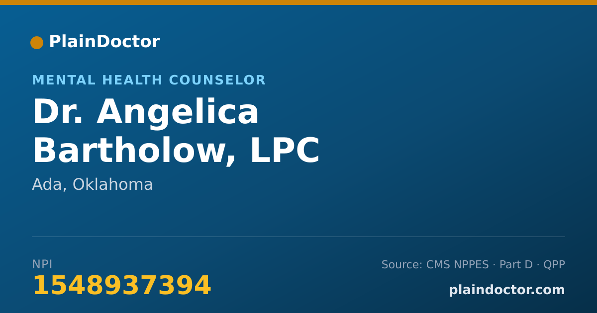 Shareable card for Angelica Bartholow, LPC CANDIDATE - Mental Health Counselor, Ada, OK