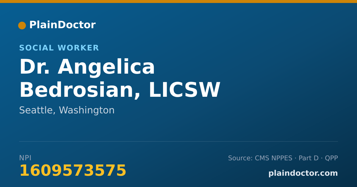 Shareable card for Angelica Bedrosian, LICSW - Social Worker, Seattle, WA