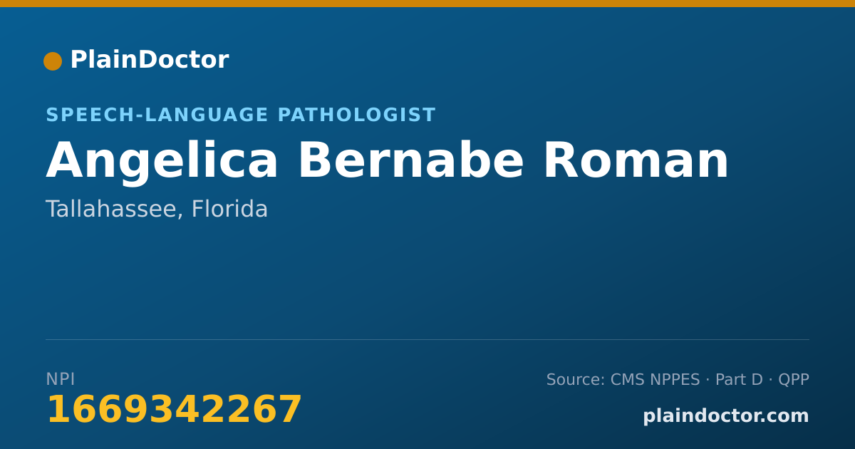 Shareable card for Angelica Bernabe Roman - Speech-Language Pathologist, Tallahassee, FL