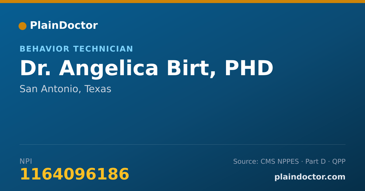 Shareable card for Angelica Birt, PHD - Behavior Technician, San Antonio, TX