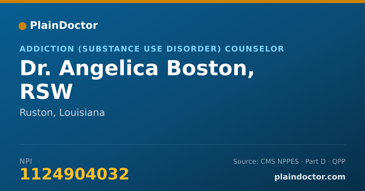 Shareable card for Angelica Boston, RSW - Addiction (Substance Use Disorder) Counselor, Ruston, LA