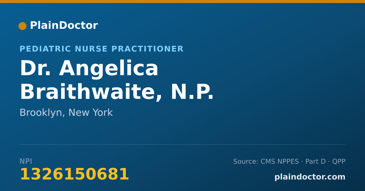 Shareable card for Angelica Braithwaite, N.P. - Pediatric Nurse Practitioner, Brooklyn, NY