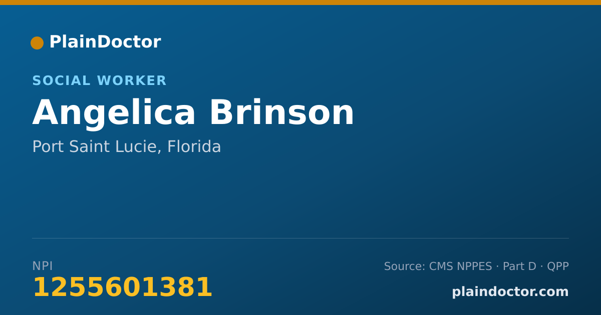 Shareable card for Angelica Brinson - Social Worker, Port Saint Lucie, FL