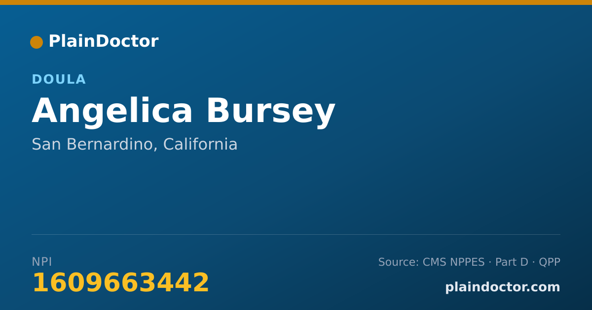 Shareable card for Angelica Bursey - Doula, San Bernardino, CA