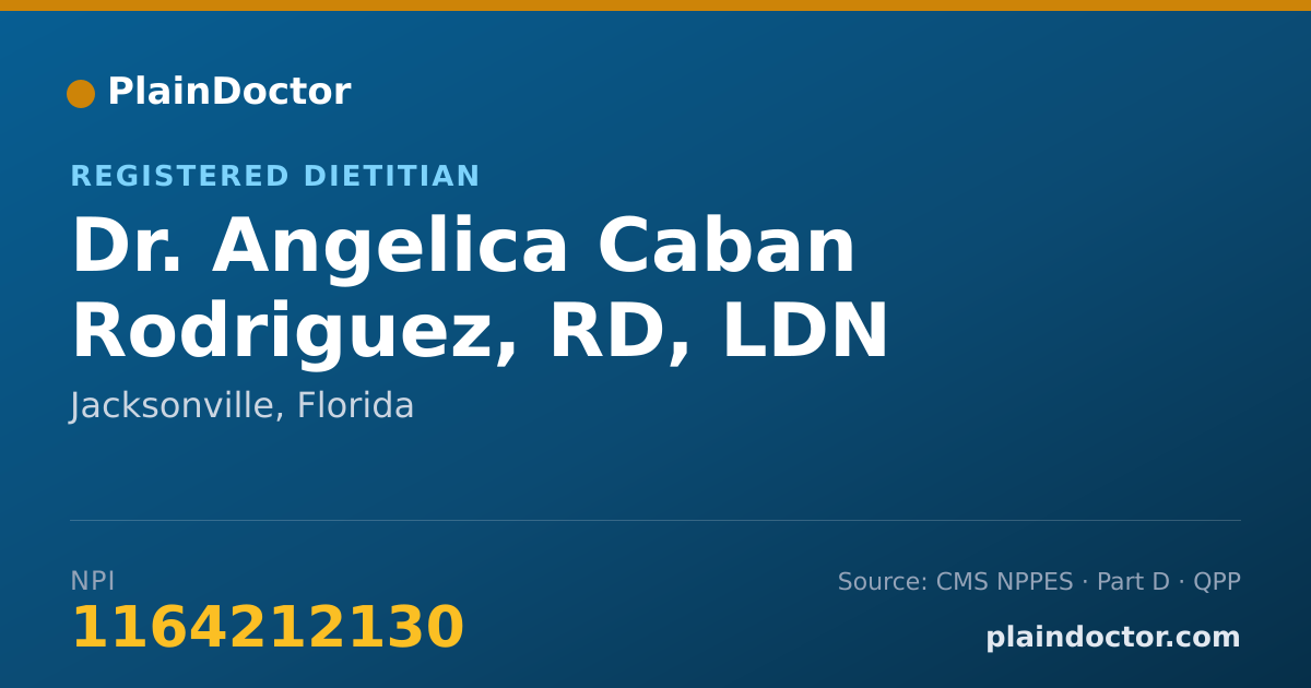 Shareable card for Angelica Caban Rodriguez, RD, LDN - Registered Dietitian, Jacksonville, FL