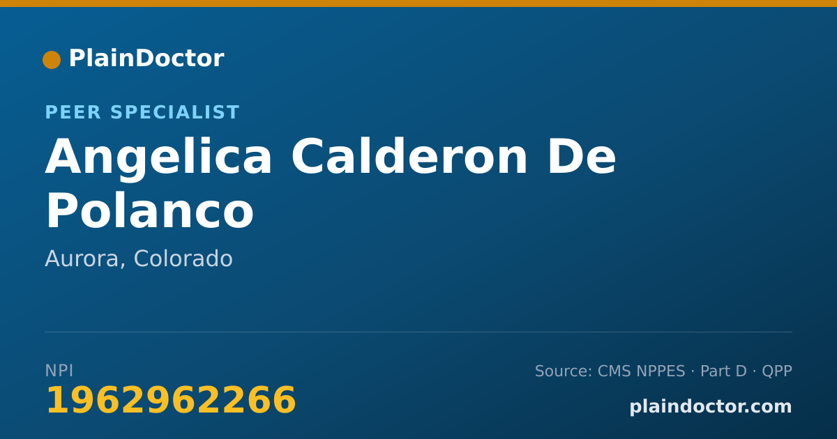 Shareable card for Angelica Calderon De Polanco - Peer Specialist, Aurora, CO