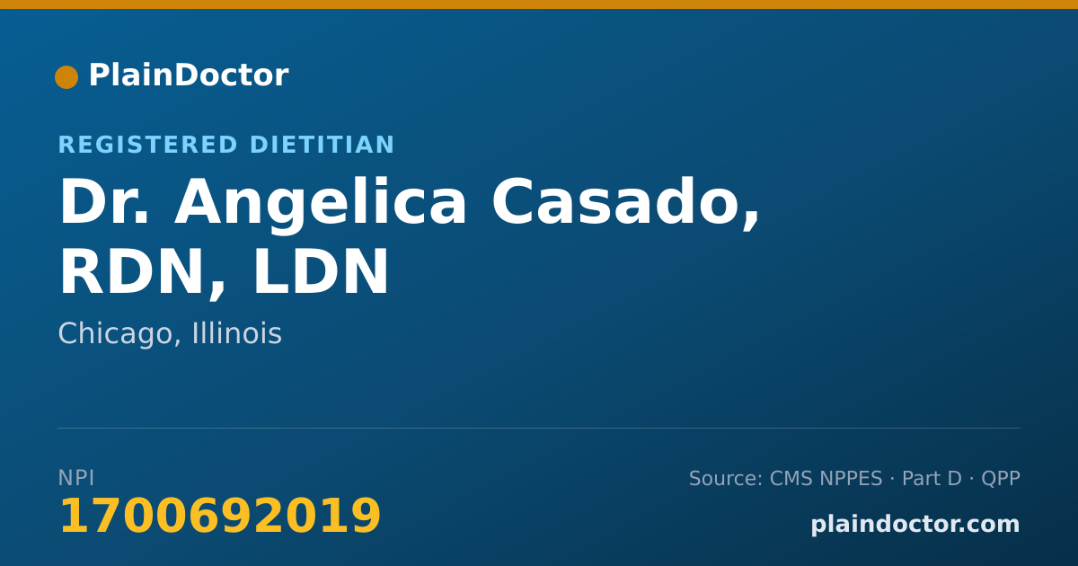 Shareable card for Angelica Casado, RDN, LDN - Registered Dietitian, Chicago, IL