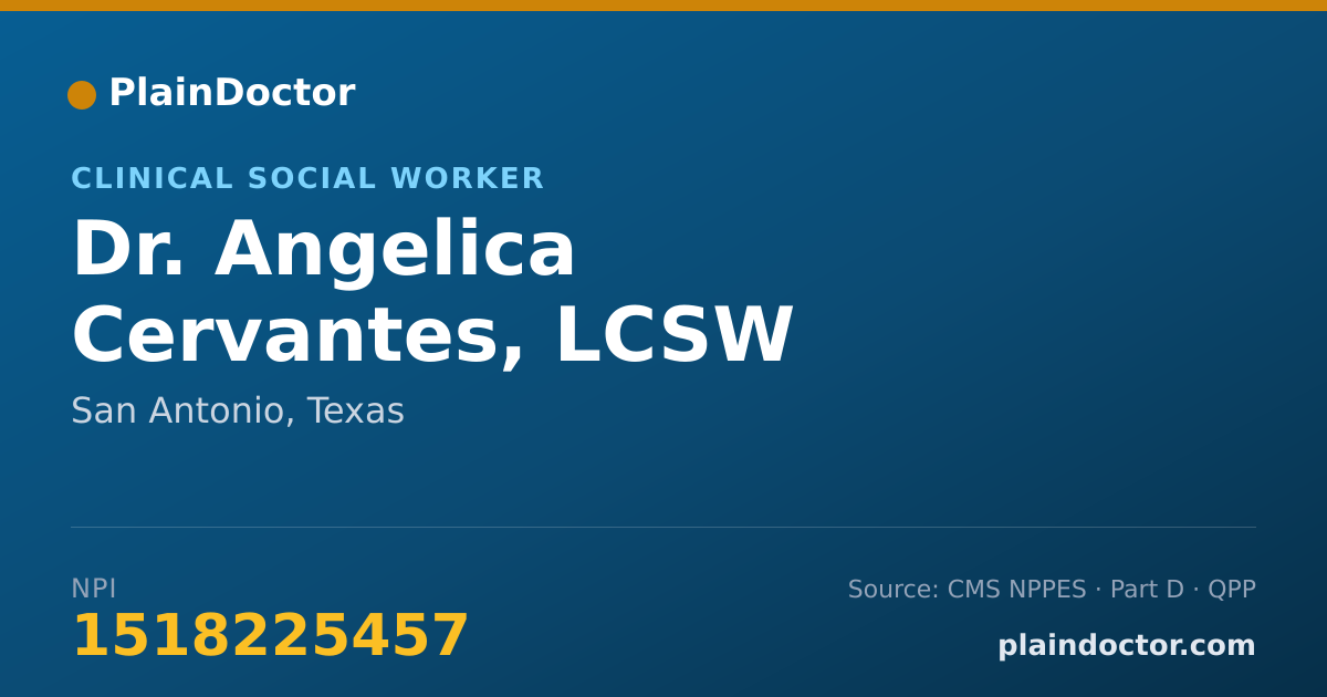 Shareable card for Angelica Cervantes, LCSW - Clinical Social Worker, San Antonio, TX