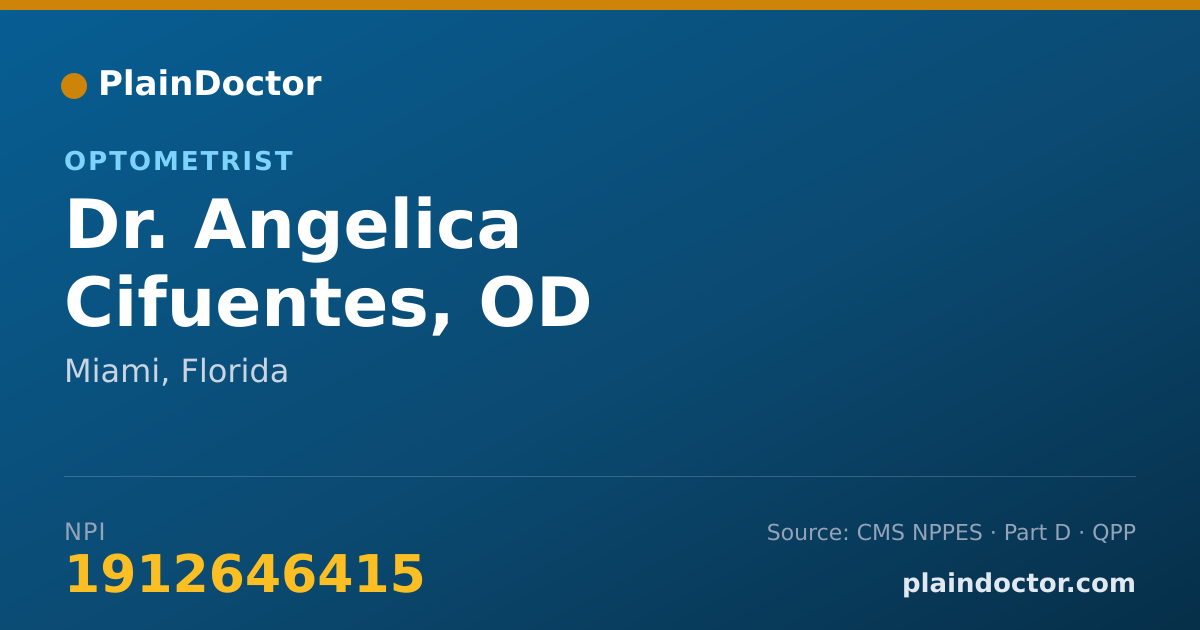 Shareable card for Angelica Cifuentes, OD - Optometrist, Miami, FL