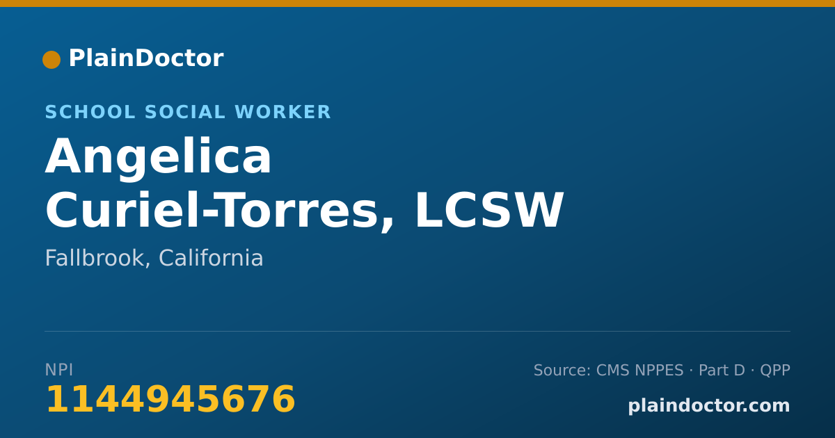 Shareable card for Angelica Curiel-Torres, LCSW - School Social Worker, Fallbrook, CA