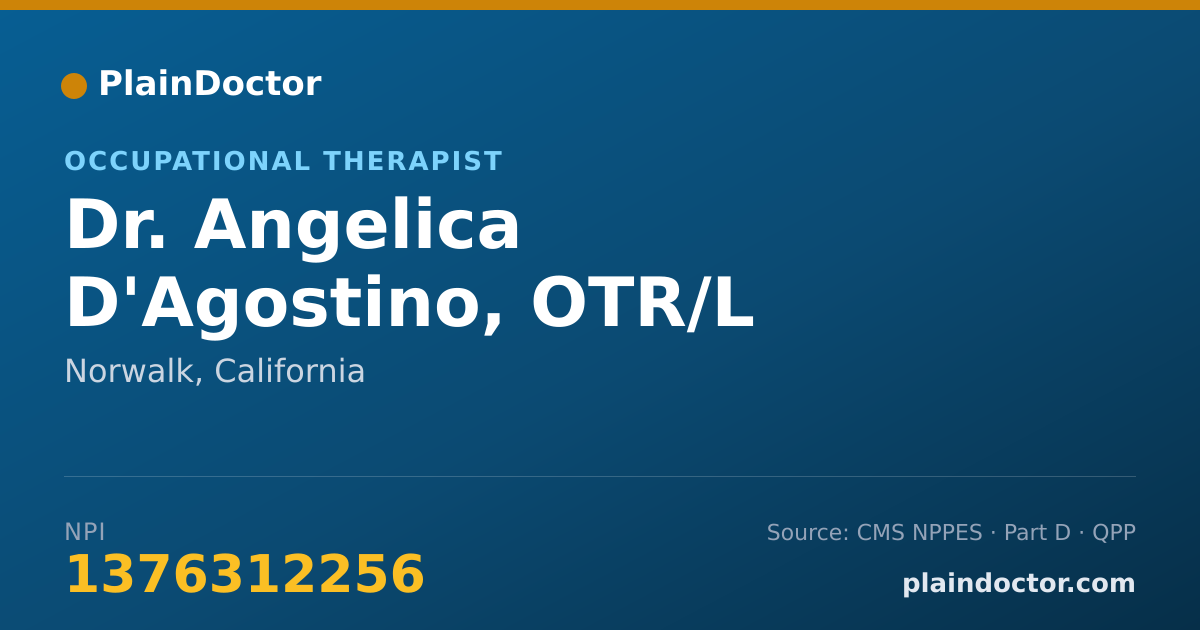 Shareable card for Angelica D'Agostino, OTR/L - Occupational Therapist, Norwalk, CA