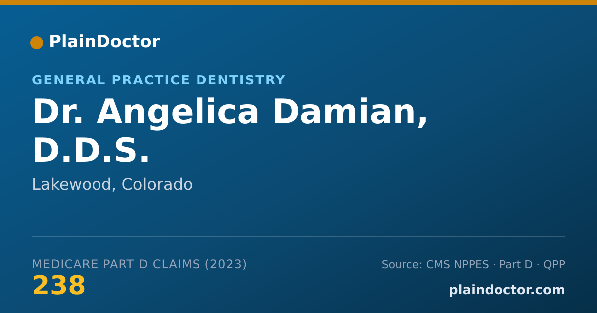 Shareable card for Angelica Damian, D.D.S. - General Practice Dentistry, Lakewood, CO