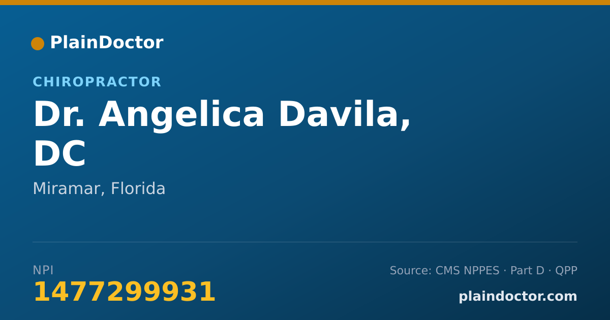 Shareable card for Angelica Davila, DC - Chiropractor, Miramar, FL