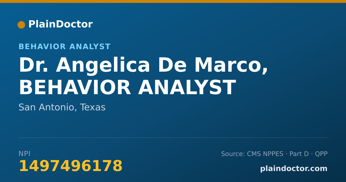 Shareable card for Angelica De Marco, BEHAVIOR ANALYST - Behavior Analyst, San Antonio, TX